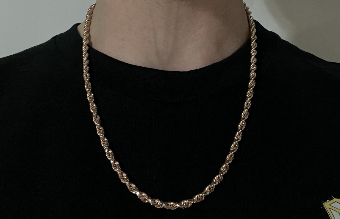 22” 14K Solid Rose Gold Two-Tone Diamond Cut Rope Chain 44.22g | 4.5mm | Lobster