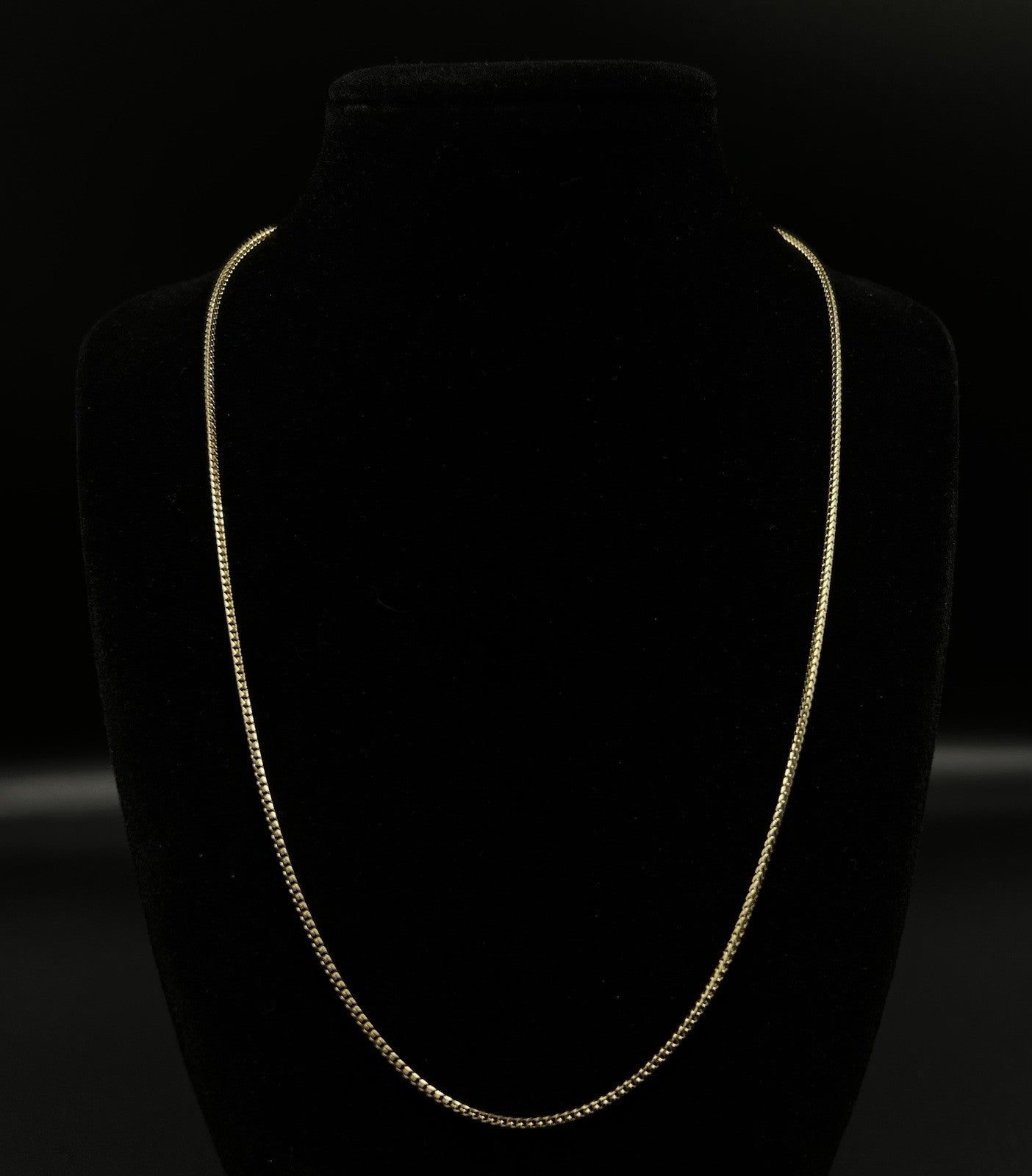 20” 14K Solid Yellow Gold Diamond Cut Franco Box Chain | 7g | 1.5MM | Jacoje |