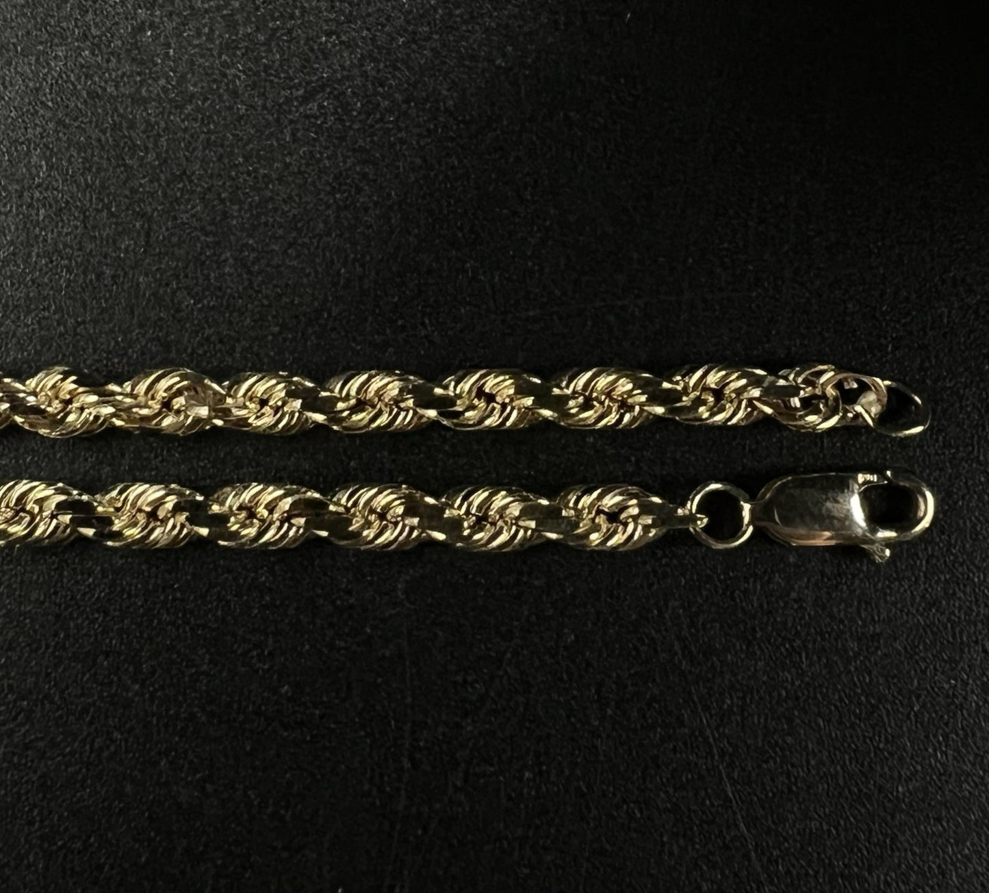 8” 10K Semi-Solid Yellow Gold Diamond Cut Rope Bracelet | 9.16g | 3.8MM Lobster