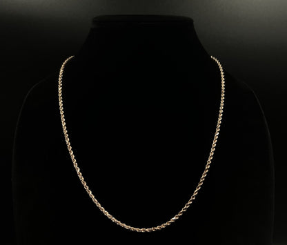 22” 10K Semi-Solid Rose Gold Diamond Cut Rope Chain | 13.66g | 2.8MM | Lobster