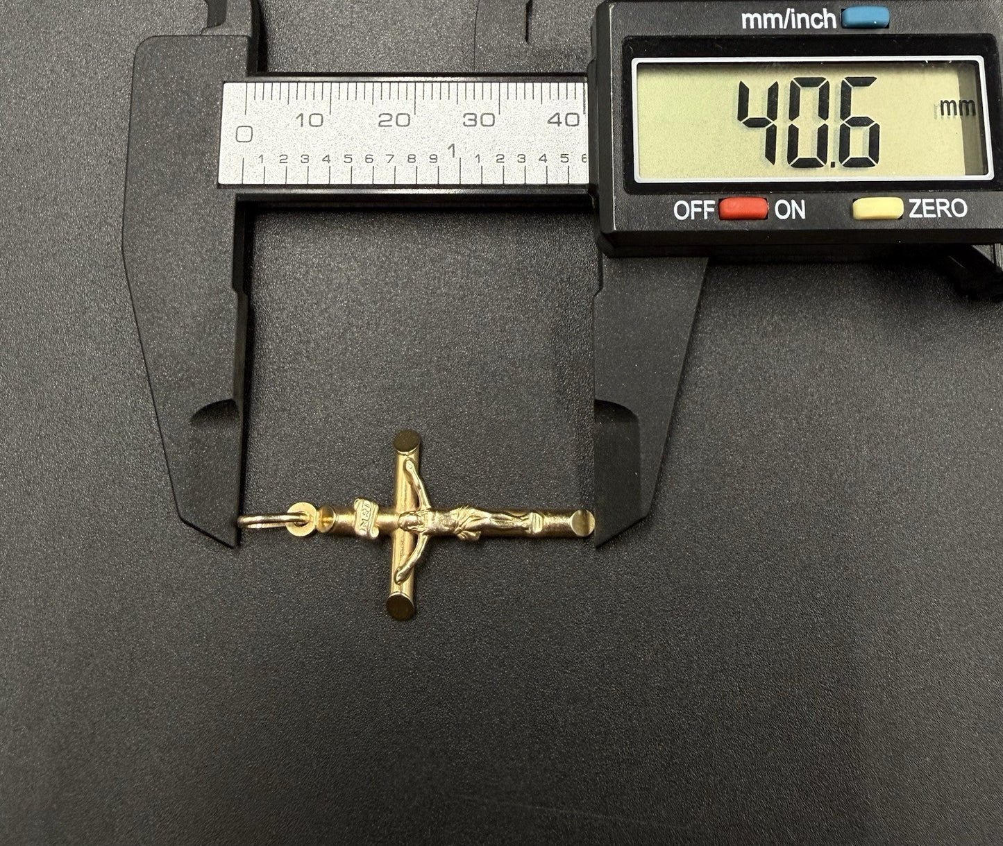 .83” x 1.6” 14k Hollow Yellow Gold Crucifix Pendant | 1.86g | 3.2mm x 6mm Bail