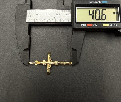 .83” x 1.6” 14k Hollow Yellow Gold Crucifix Pendant | 1.86g | 3.2mm x 6mm Bail