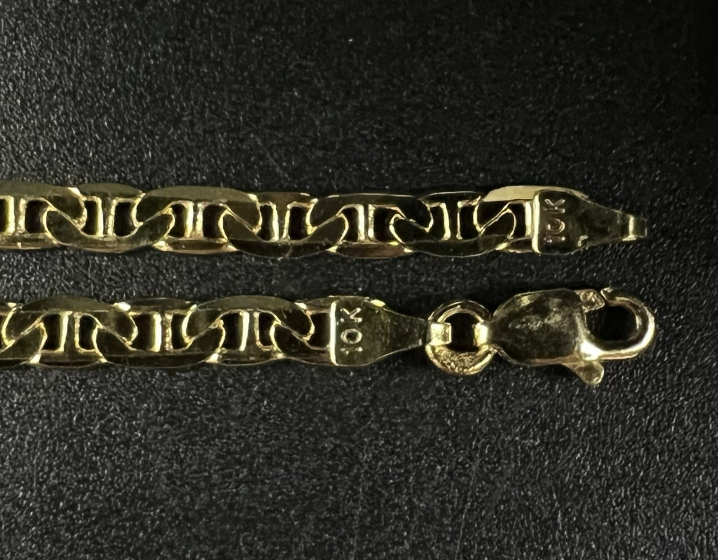 7” 10K Semi-Solid Yellow Gold Diamond Cut Anchor/Mariner Bracelet 3.21g | 3.2mm