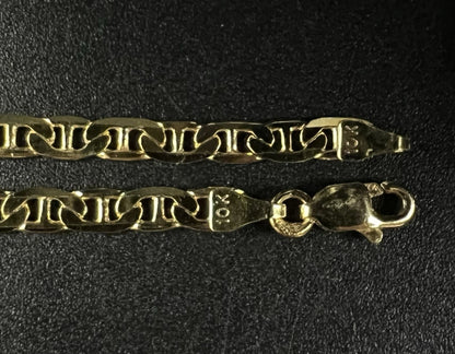 7” 10K Semi-Solid Yellow Gold Diamond Cut Anchor/Mariner Bracelet 3.21g | 3.2mm