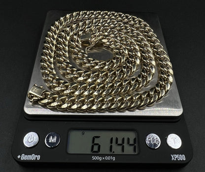 28” 10K Hollow Yellow Gold Miami Cuban Chain | 61.4g | 9.6MM | Box Closure |
