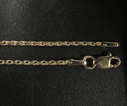 24” 14K Solid Yellow Gold Wheat Chain | 5.6g | 1.3mm | Lobster Clasp |