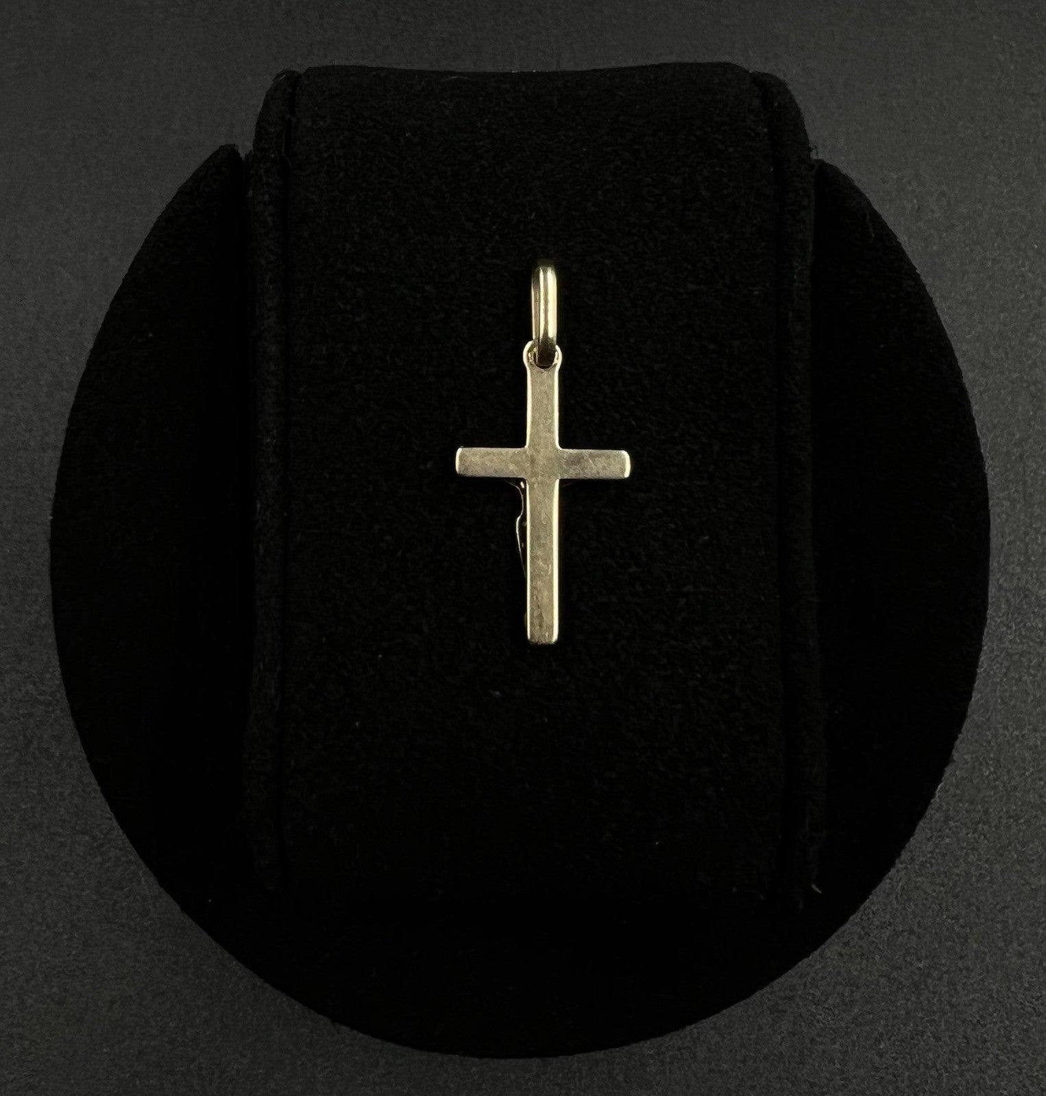 1.12” x .5” 14K Semi-Solid Two-Tone Gold Cross Pendant | .75g | 2.3MM Bail |