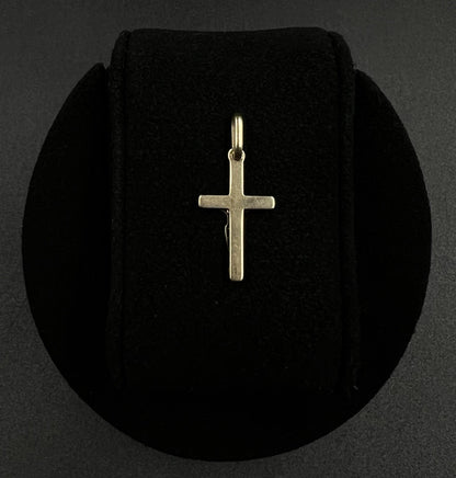 1.12” x .5” 14K Semi-Solid Two-Tone Gold Cross Pendant | .75g | 2.3MM Bail |