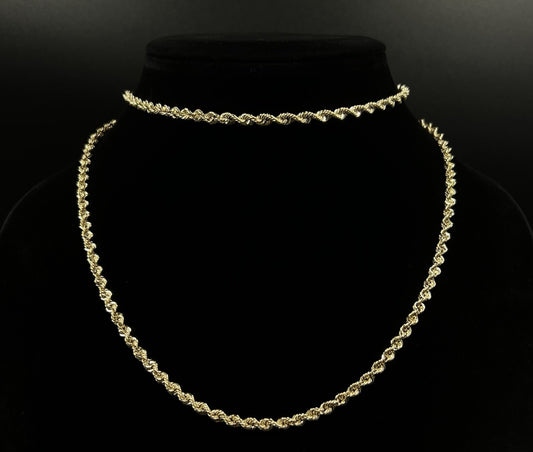 32” 14K Hollow Yellow Gold Rope Chain | 7.42g | 4MM | Lobster Clasp |