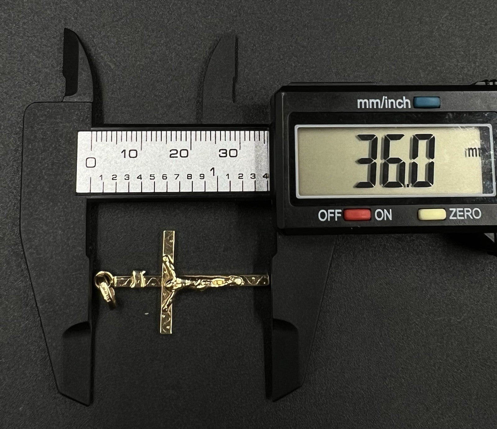 .81” x 1.42” 14K Hollow Yellow Gold Crucifix Pendant | 2.25g | 5MM Bail | Italy