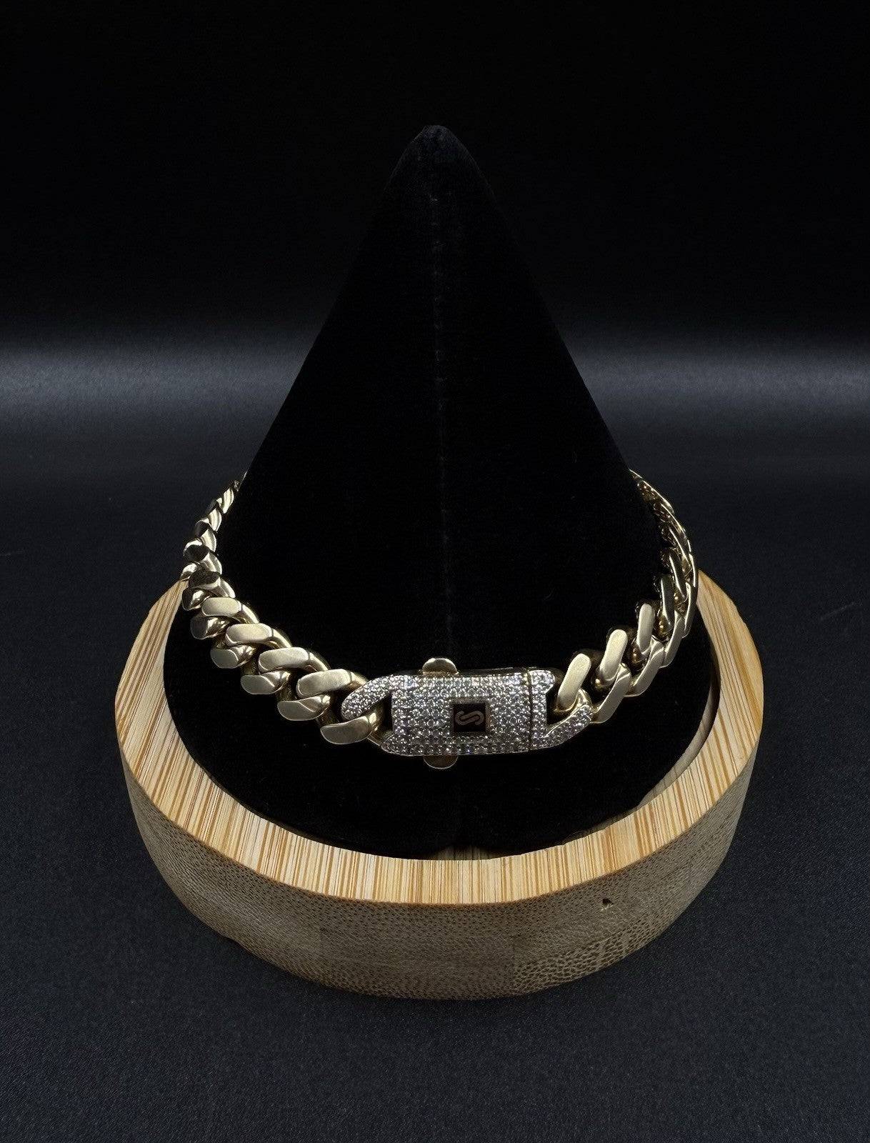 8.25” 14k Hollow Yellow Gold Monaco CZ Clasp