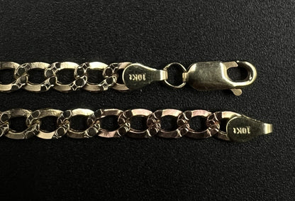 24” 10K Hollow Tri-Tone Gold Diamond Cut Cuban Chain | 10.34g | 4.9MM | Lobster