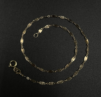 9.75” 10K Hollow Yellow Gold Fancy Link Anklet | .89g | 1.9MM | Italy | Lobster
