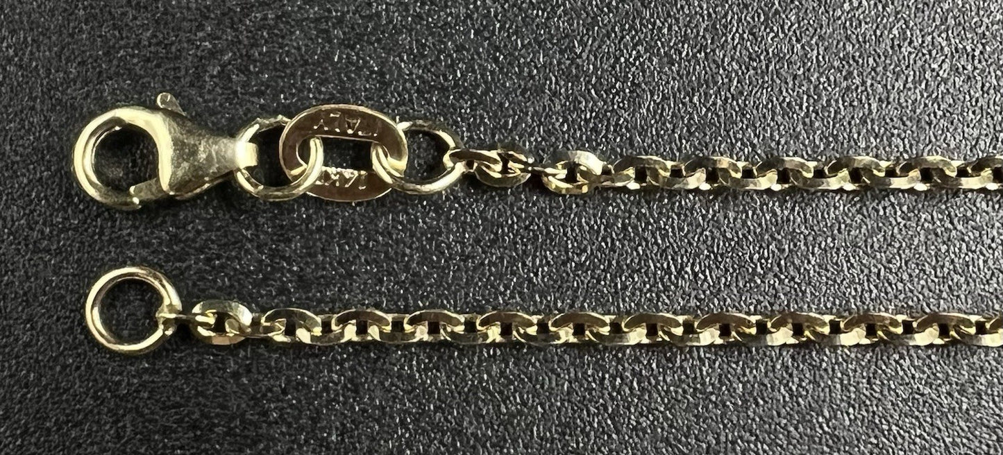 18” 14K Semi-Solid Yellow Gold Cable Chain 3.9g | 1.6MM | Italy | Lobster Clasp