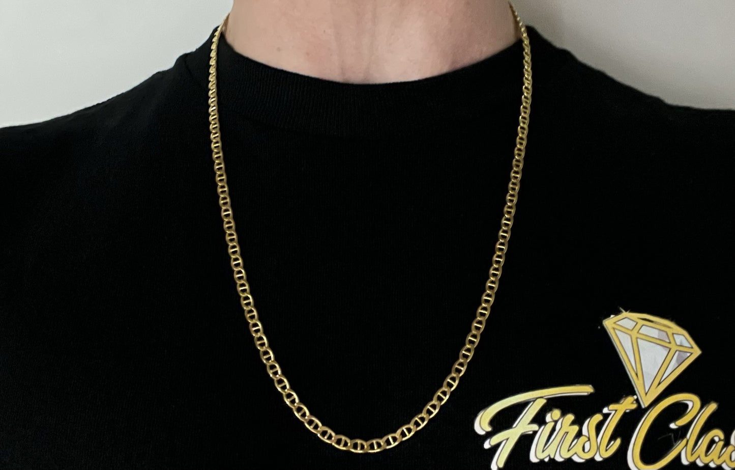 24.5” 18K Hollow Yellow Gold Anchor/Mariner Chain | 12.3g | 4.2mm | Lobster |