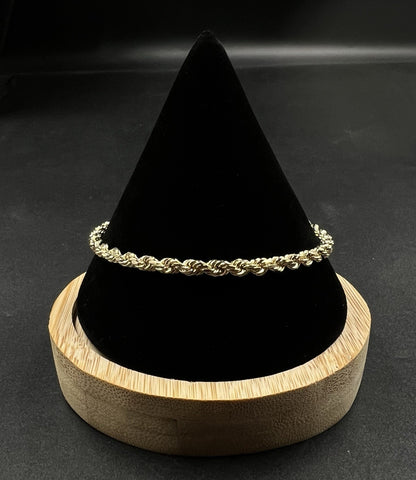 8” 10K Semi-Solid Yellow Gold Diamond Cut Rope Bracelet | 11g | 4.2MM | Lobster