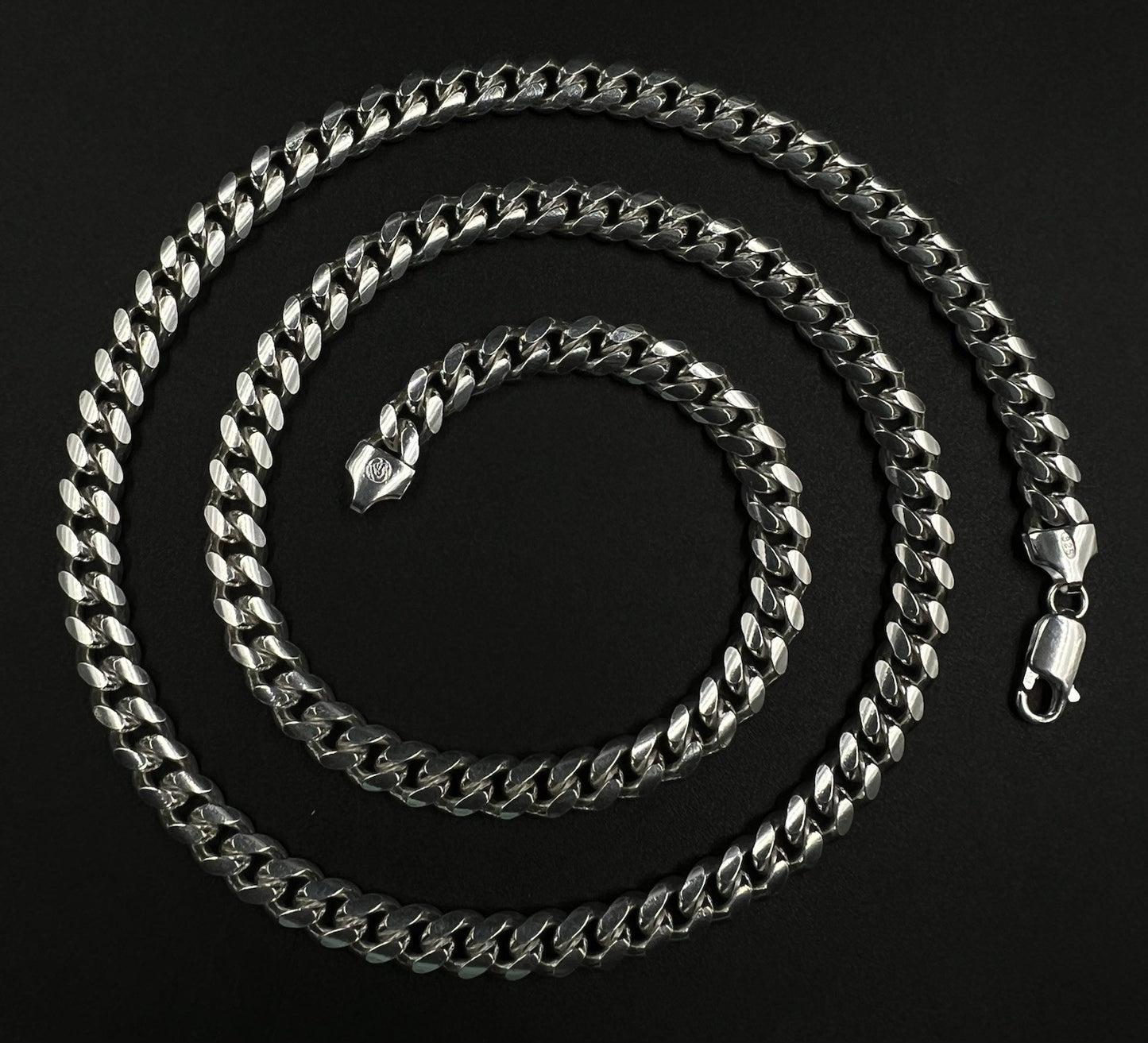 24” 925 Solid Sterling Silver Diamond Cut Miami Cuban Chain 69.65g | 6.8MM Italy