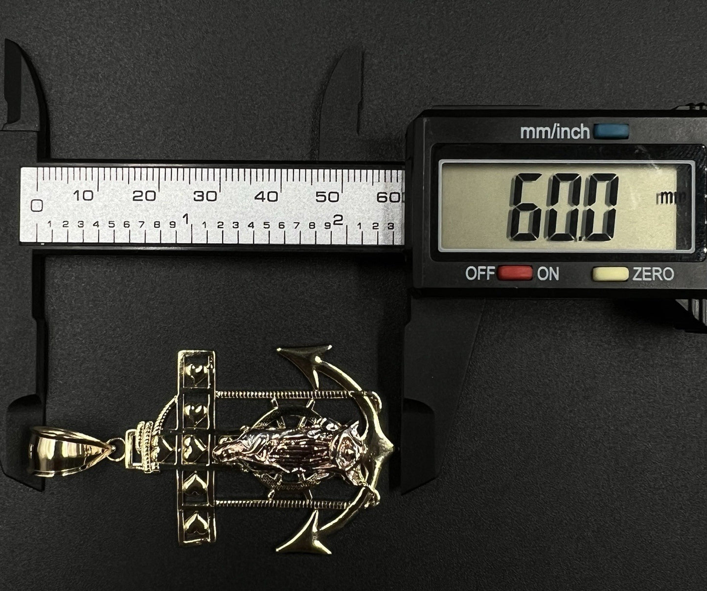2.36” x 1.42” 10K SemiSolid Tri-Tone Gold Virgin Mary Anchor Cross Pendant 9.62g