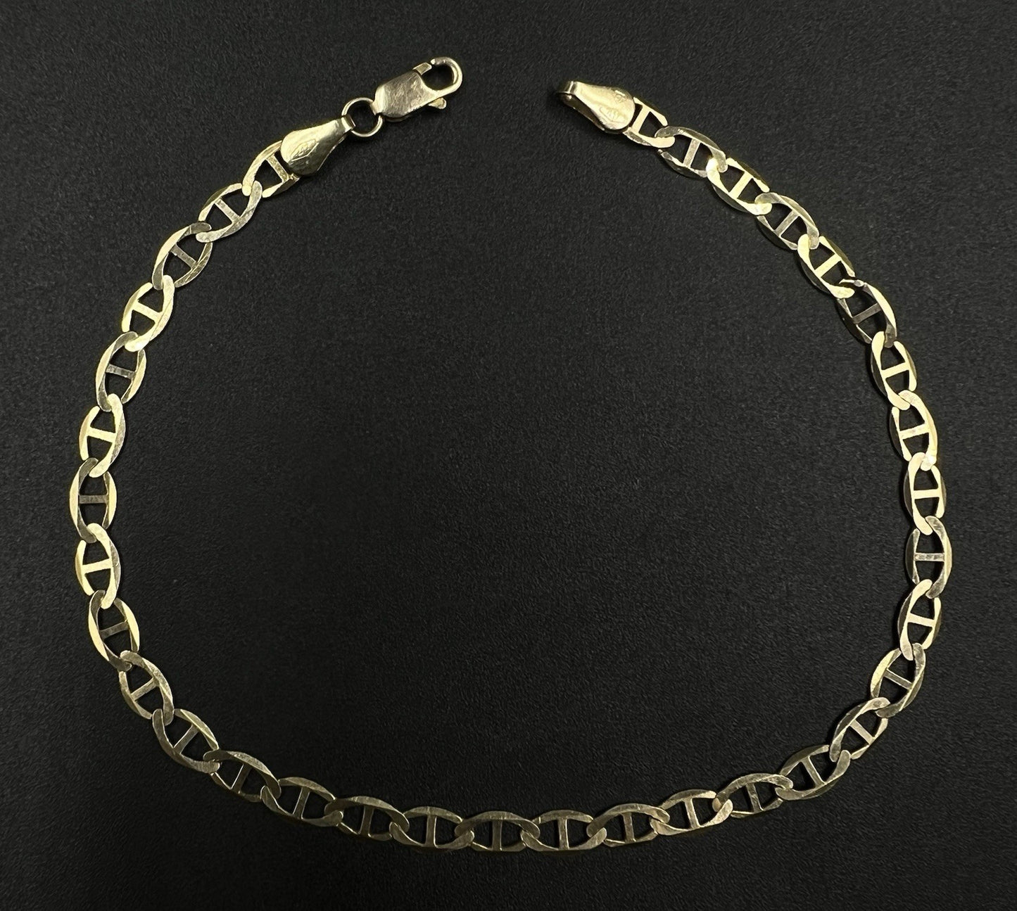 9” 10K Semi-Solid Yellow Gold Diamond Cut Anchor/Mariner Bracelet 3.66g | 4.2mm