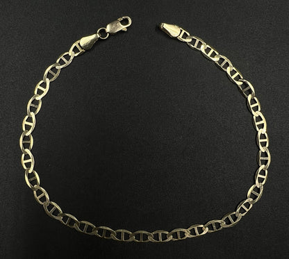 9” 10K Semi-Solid Yellow Gold Diamond Cut Anchor/Mariner Bracelet 3.66g | 4.2mm