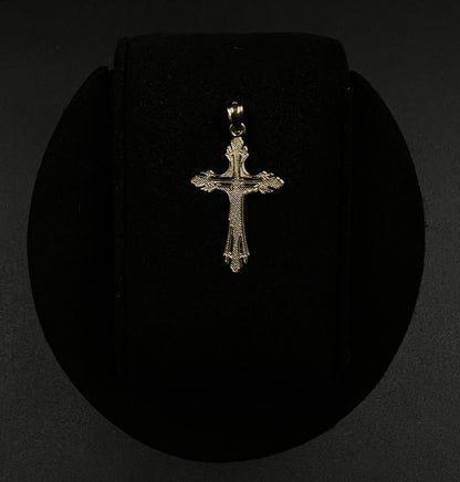 .61” x 1.17” 14K Solid Two-Tone Gold Crucifix Pendant | .91g | 3.5mm Bail |