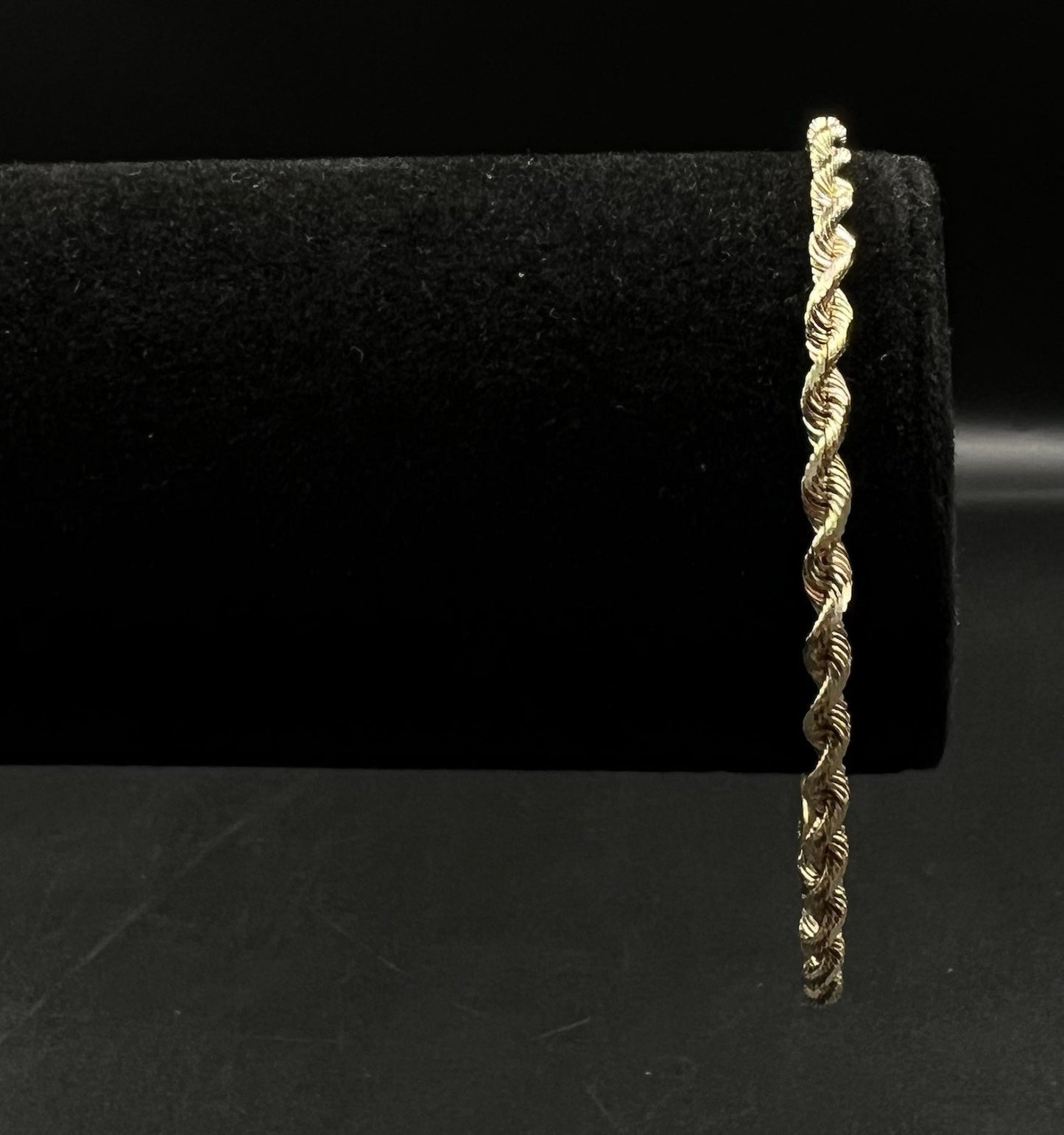 8” 14K Semi-Solid Yellow Gold Diamond Cut Rope Bracelet | 6.24g | 3.5MM | OR |