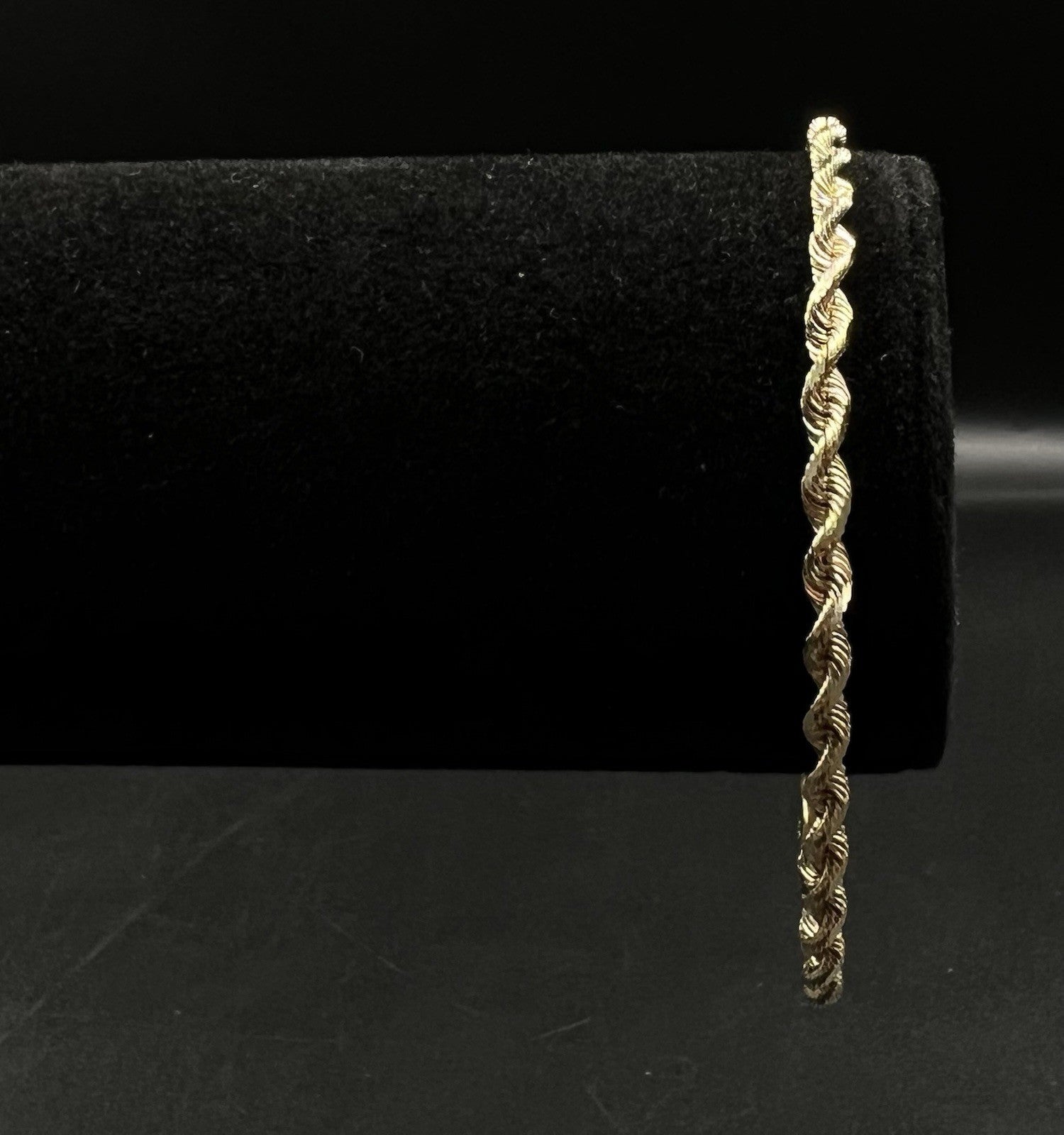 8” 14K Semi-Solid Yellow Gold Diamond Cut Rope Bracelet | 6.24g | 3.5MM | OR |