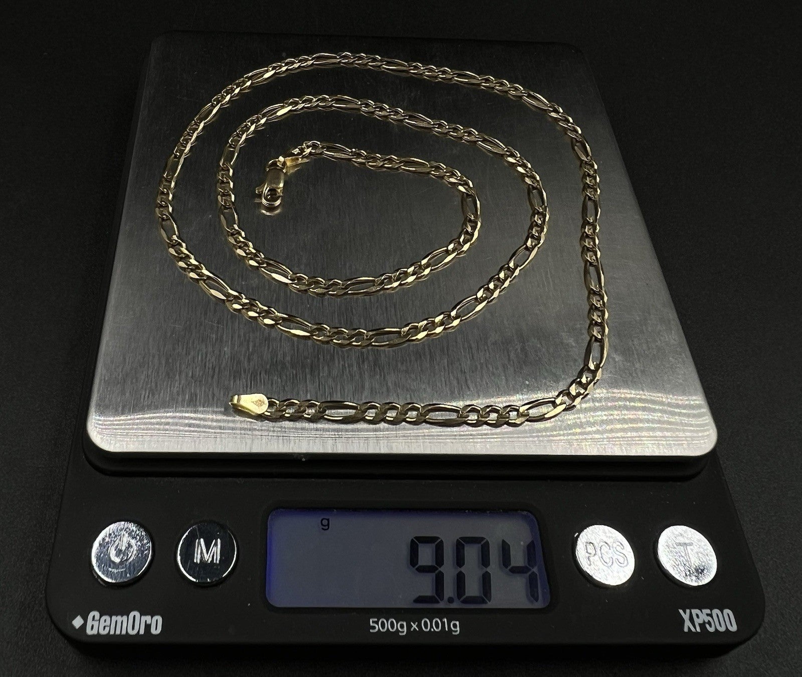 21.75” 14K Solid Yellow Gold Diamond Cut Figaro Chain | 9.04g | 3.2mm | Italy |