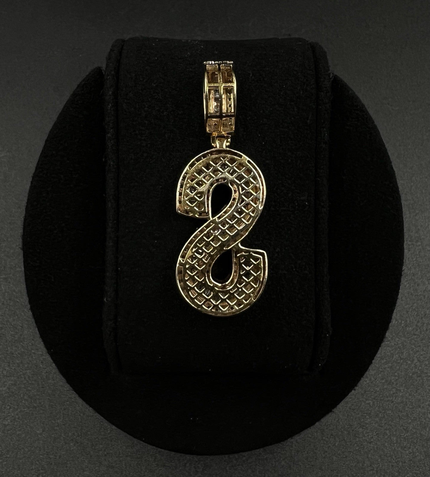 .64” x 1.75” 10K Semi-Solid Yellow Gold Natural Diamond S Pendant | ~2ct | 7.5g