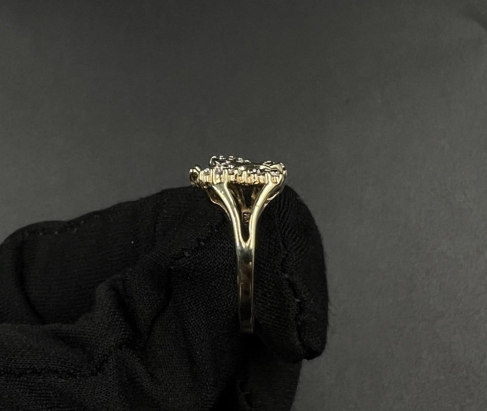 10K Solid Yellow Gold Natural Diamond Baguette Butterfly Ring ~.2ct Size 9 2.79g