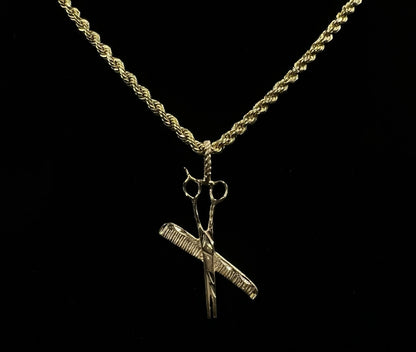 .94” x 1.68” 14K Solid Yellow Gold Barber Pendant  2.51g | 3.5 x 5mm Bail |
