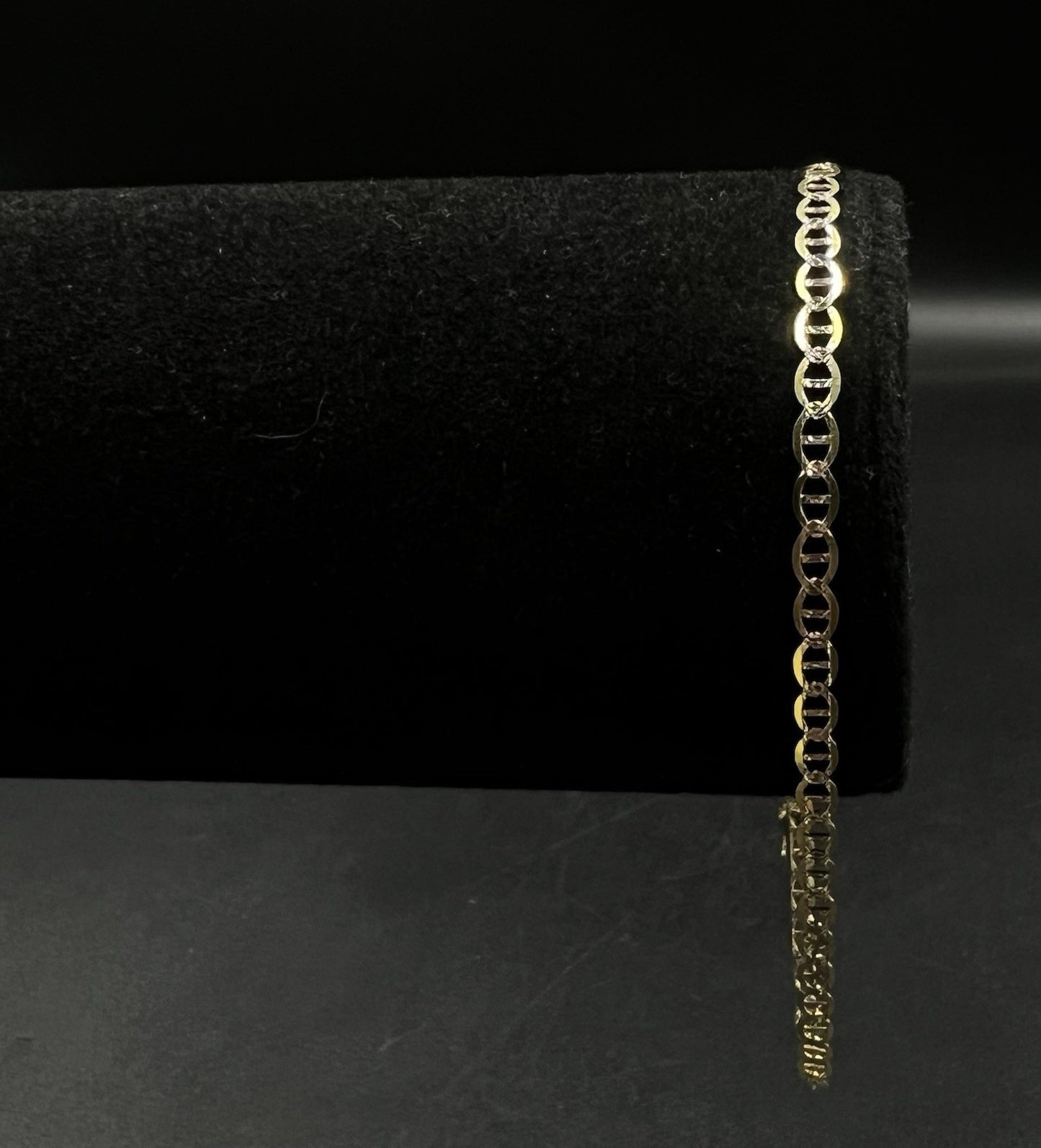 10.75” 14K Hollow Yellow Gold Diamond Cut Anchor/Mariner Anklet | 2.75g | 3.1MM