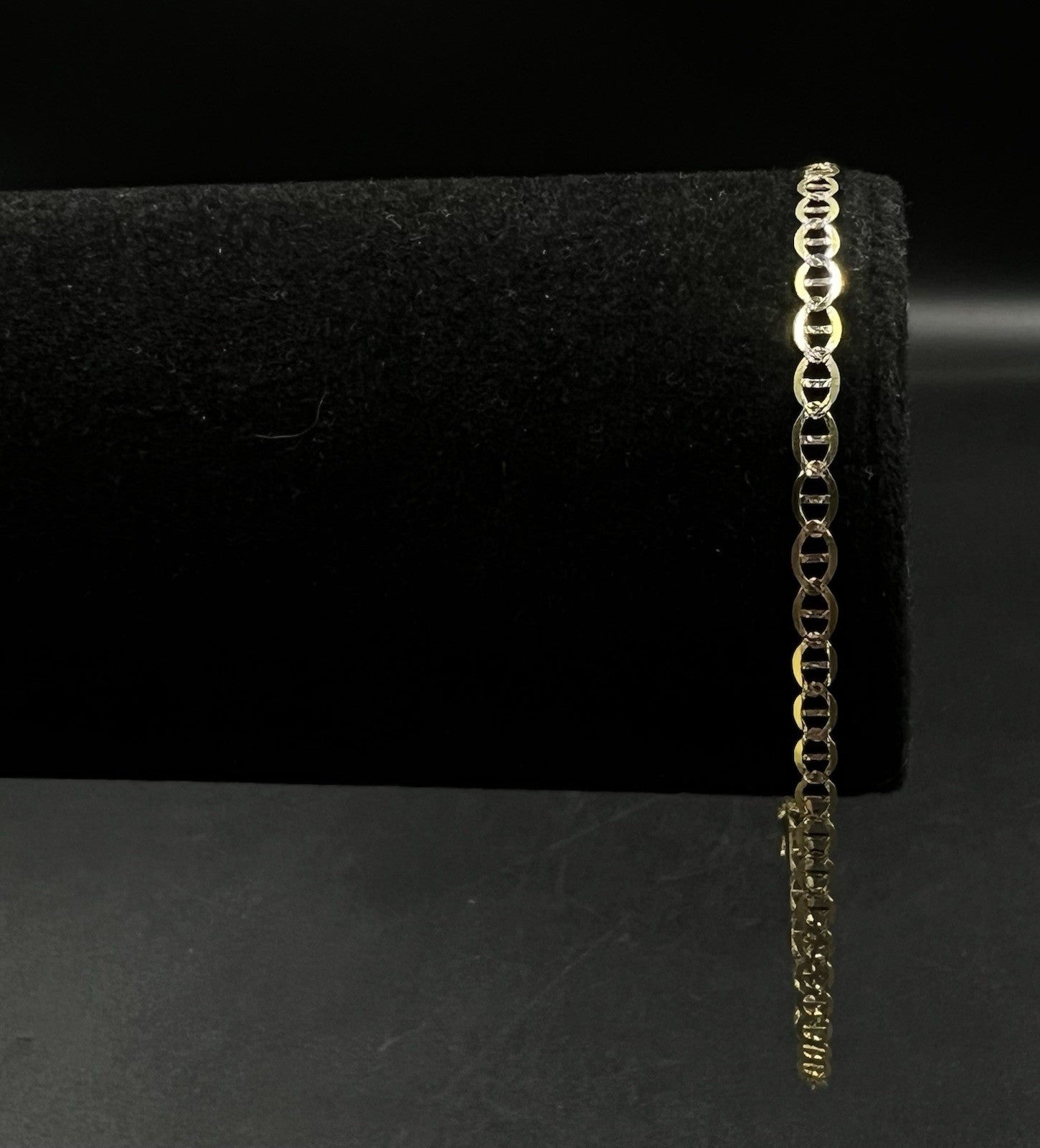 10.75” 14K Hollow Yellow Gold Diamond Cut Anchor/Mariner Anklet | 2.75g | 3.1MM