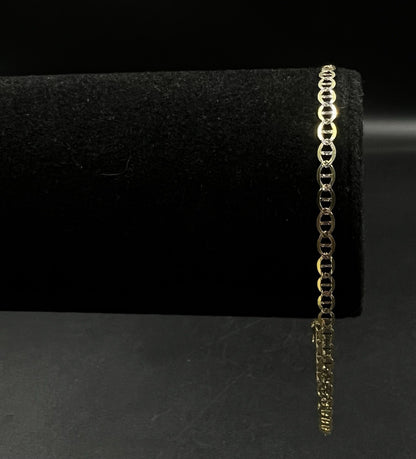 10.75” 14K Hollow Yellow Gold Diamond Cut Anchor/Mariner Anklet | 2.75g | 3.1MM
