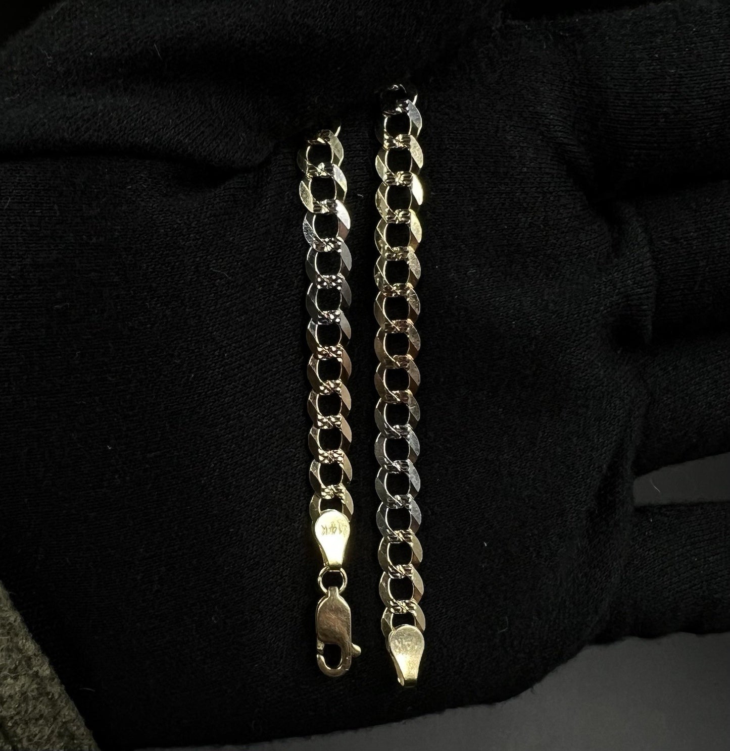 7.25” 14K Semi-Solid Tri-Tone Gold Diamond Cut Curb Bracelet | 6.36g | 5.6MM |