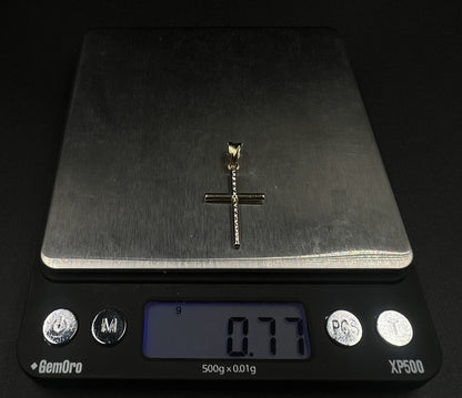 .67” x 1.32” 14K Hollow Two-Tone Gold Diamond Cut Cross Pendant .76g 4.5MM Bail