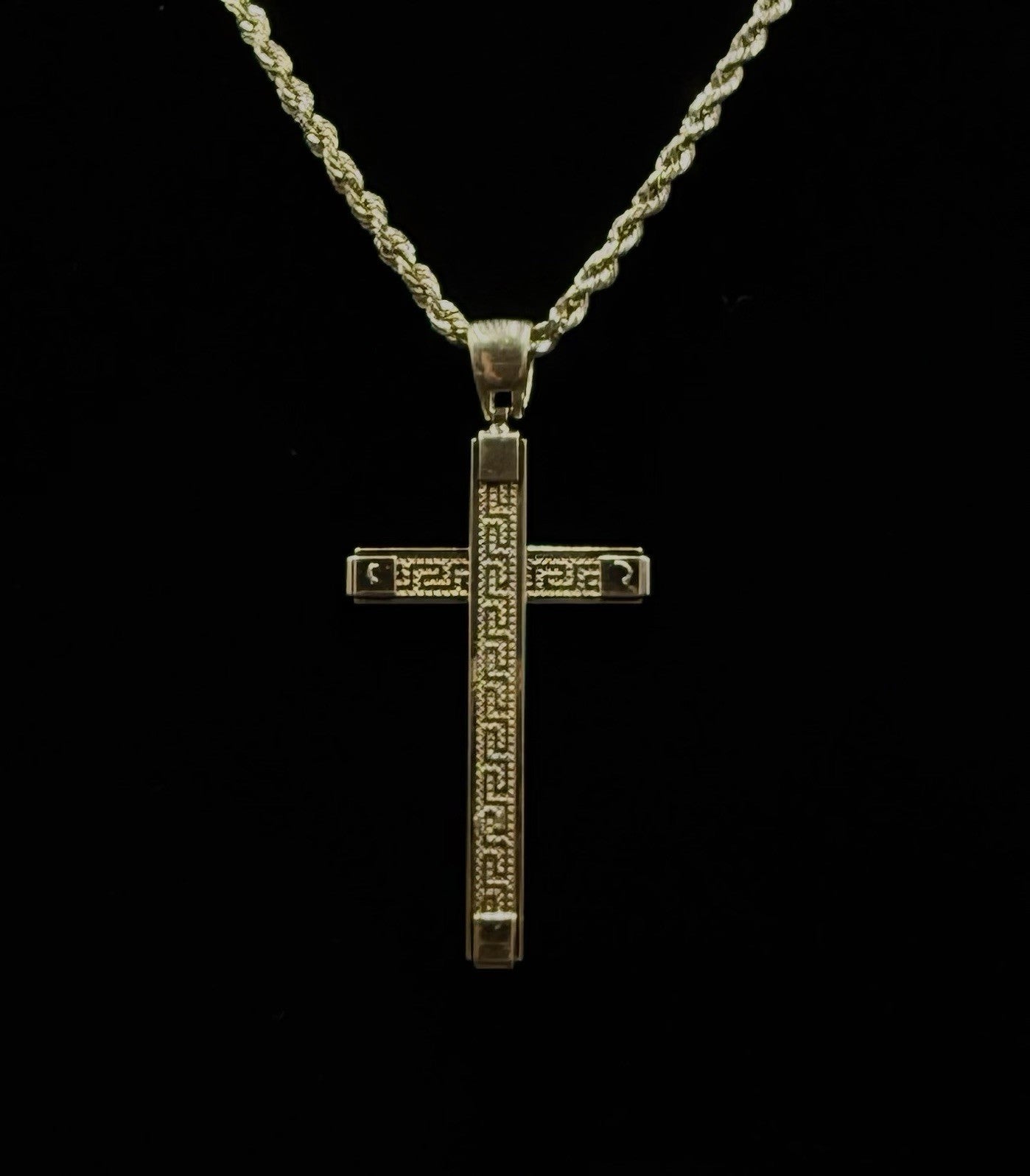 1.05” x 2.2” 10k Hollow Yellow Gold Fancy Cross Pendant | 3.07g | 5.5mm Bail |