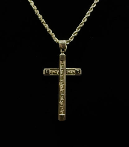 1.05” x 2.2” 10k Hollow Yellow Gold Fancy Cross Pendant | 3.07g | 5.5mm Bail |