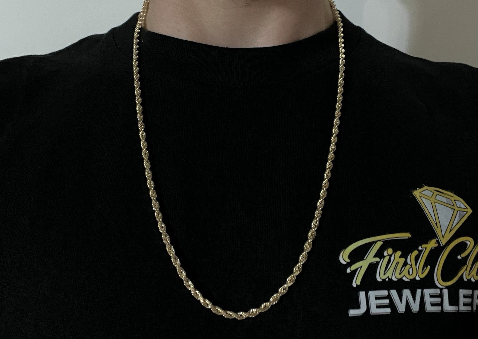 26” 10K Hollow Yellow Gold Diamond Cut Rope Chain | 7g | 3.5MM | Lobster Clasp |