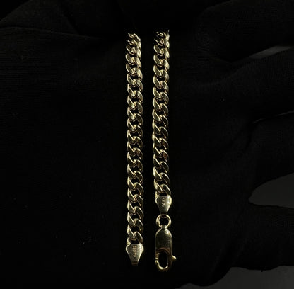 8” 14K Hollow Yellow Gold Miami Cuban Bracelet | 7.64g | 5.3mm | Italy | Lobster