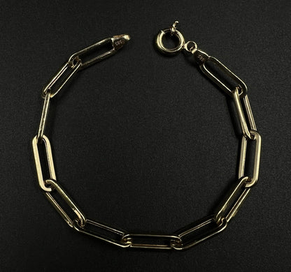 7.75” 14K Hollow Yellow Gold Paper Clip Bracelet | 5.42g | 5.8mm | Lobster Clasp