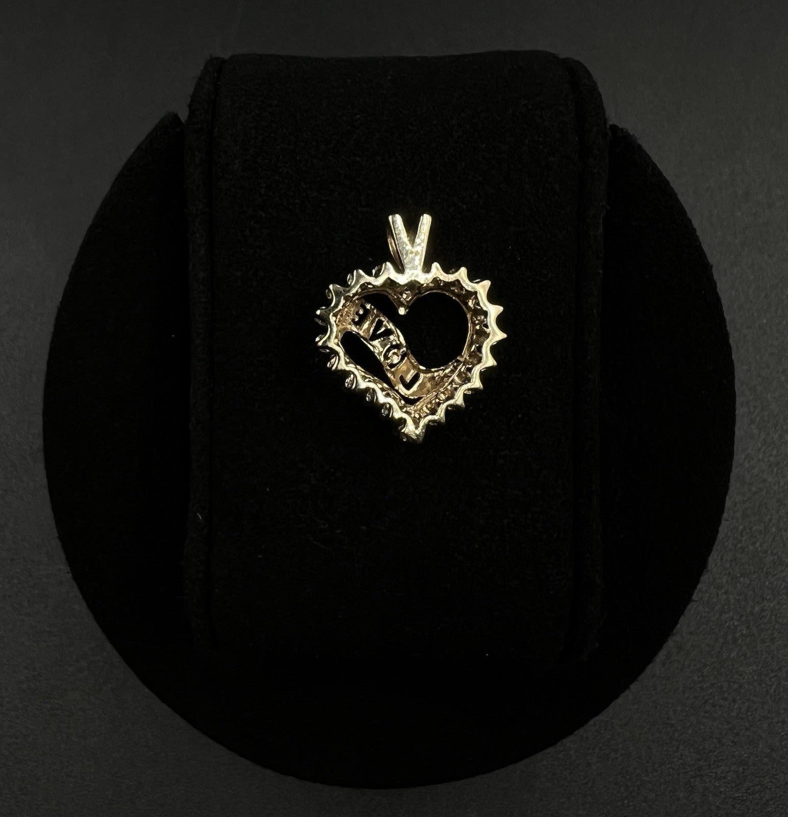 .89” x .76” 10K Semi-Solid Gold Natural Diamond Heart Pendant 2.91g | 2MM Bail |