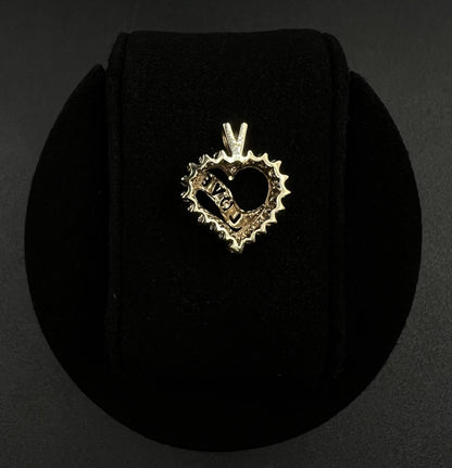 .89” x .76” 10K Semi-Solid Gold Natural Diamond Heart Pendant 2.91g | 2MM Bail |