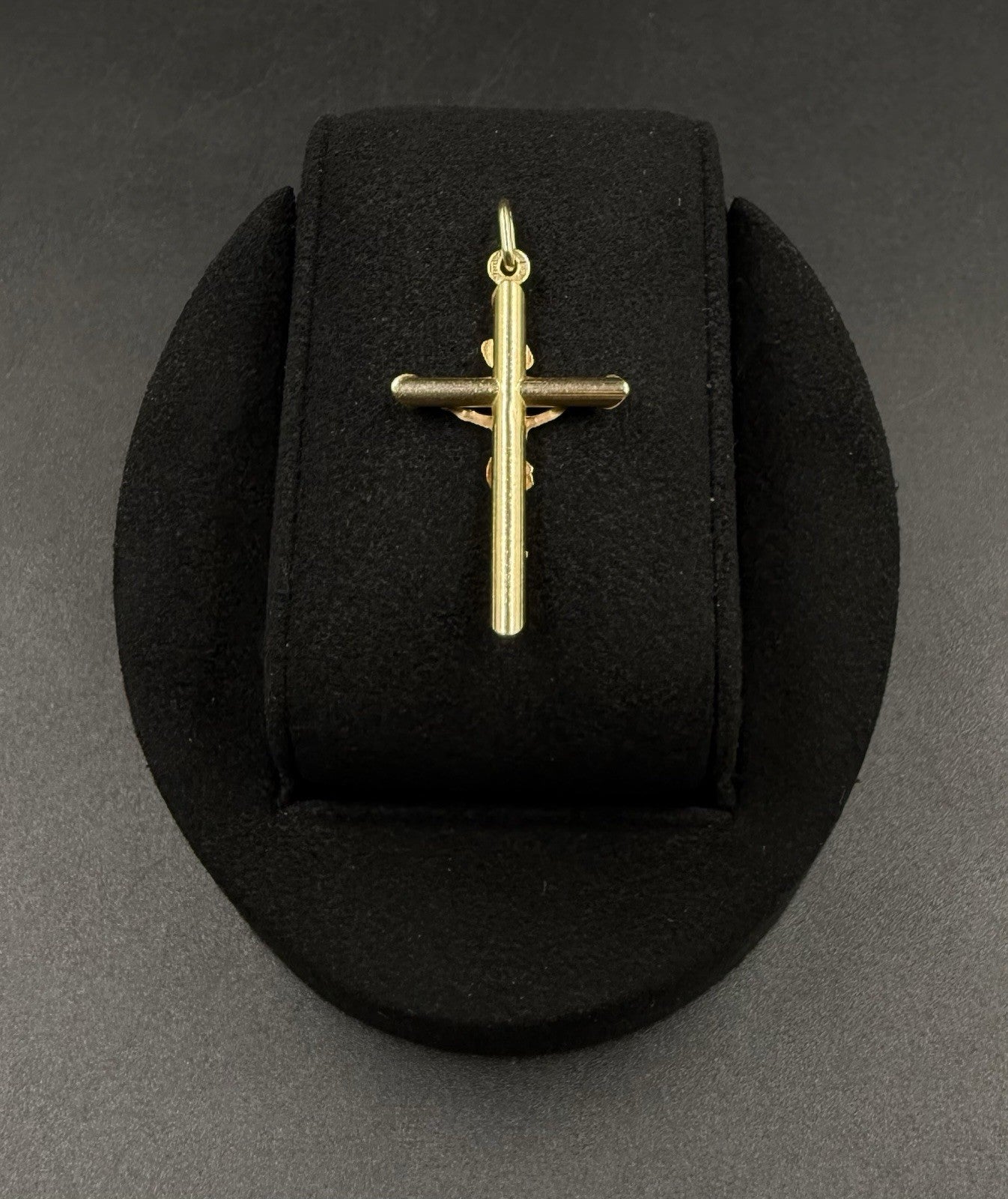 .83” x 1.6” 14k Hollow Yellow Gold Crucifix Pendant | 1.86g | 3.2mm x 6mm Bail