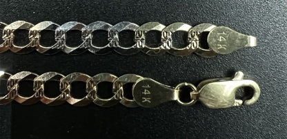 7.25” 14K Semi-Solid Tri-Tone Gold Diamond Cut Curb Bracelet | 6.36g | 5.6MM |
