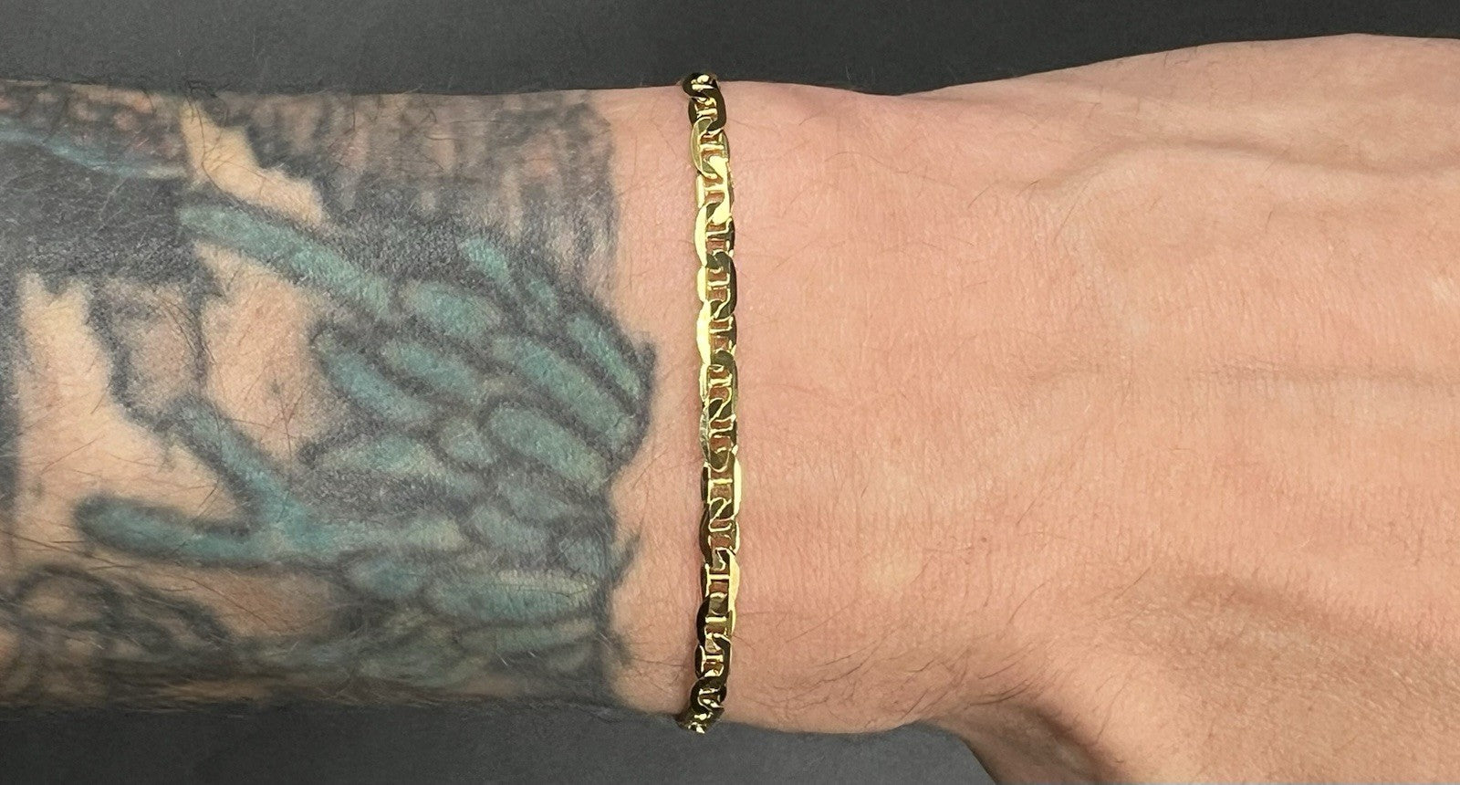7” 10K Semi-Solid Yellow Gold Diamond Cut Anchor/Mariner Bracelet 3.21g | 3.2mm
