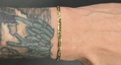 7” 10K Semi-Solid Yellow Gold Diamond Cut Anchor/Mariner Bracelet 3.21g | 3.2mm