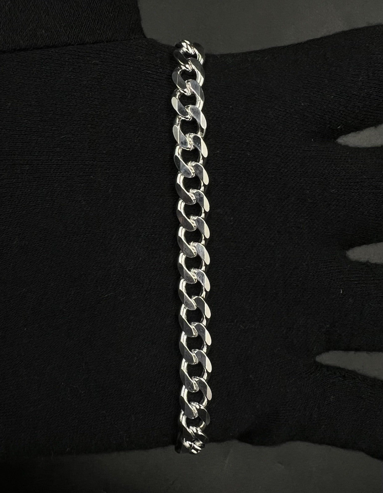 8” 925 Solid Sterling Silver Diamond Cut Cuban Bracelet 18.25g | 7.5MM | Lobster
