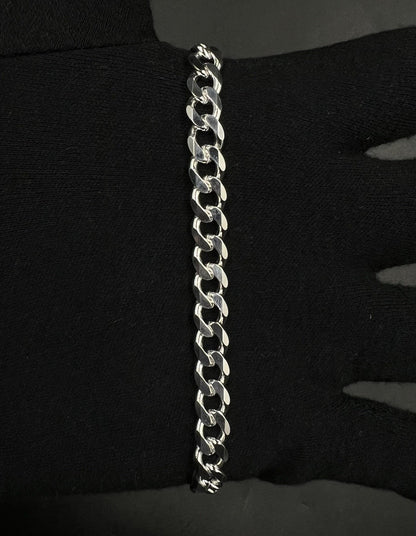 8” 925 Solid Sterling Silver Diamond Cut Cuban Bracelet 18.25g | 7.5MM | Lobster