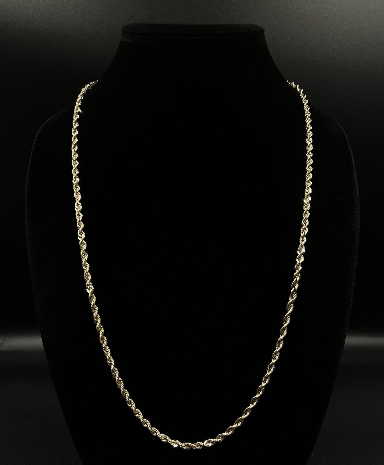 28” 10K Hollow Yellow Gold Rope Chain | 8g | 3.8MM | Lobster Clasp |
